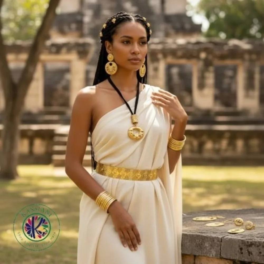 Arte Chibcha Pre‑Colombian Gold‑Plated Pendant on Velvet‎ Cord